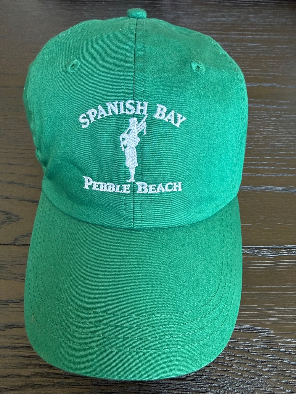 Spanish Bay Pebble Beach Green Baseball Cap with Embroidered Logo